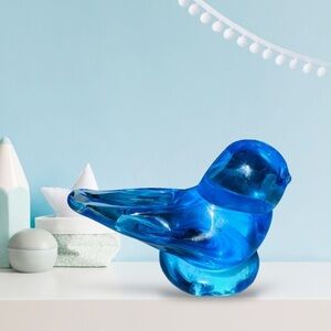 Vintage Blue Bird of Happiness Art Glass Chic Country Cottage Farmhouse